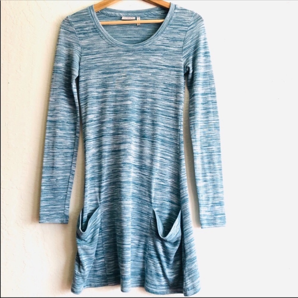 LOGO by Lori Goldstein teal heathered tunic top